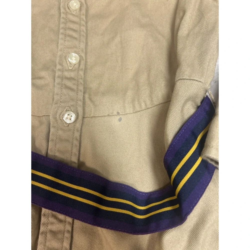 RALPH LAUREN Shirt-Dress Size 4‎ Girls Belted Chino Long Sleeve Khaki